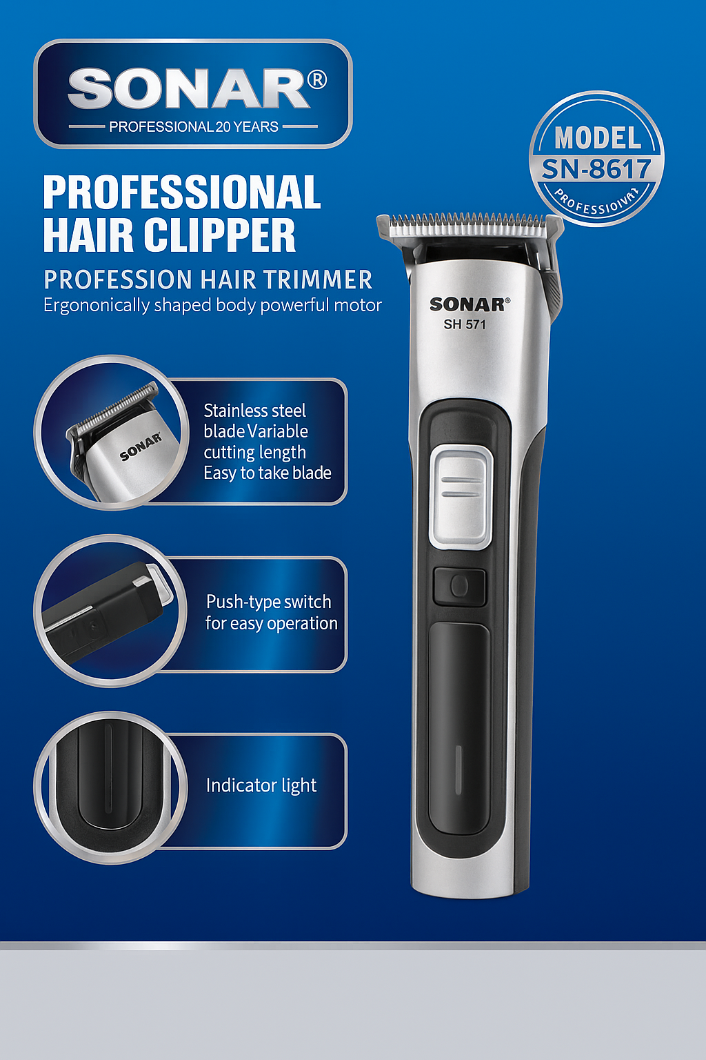 Máquina Profesional para Cortar Cabello SONAR SN-6817