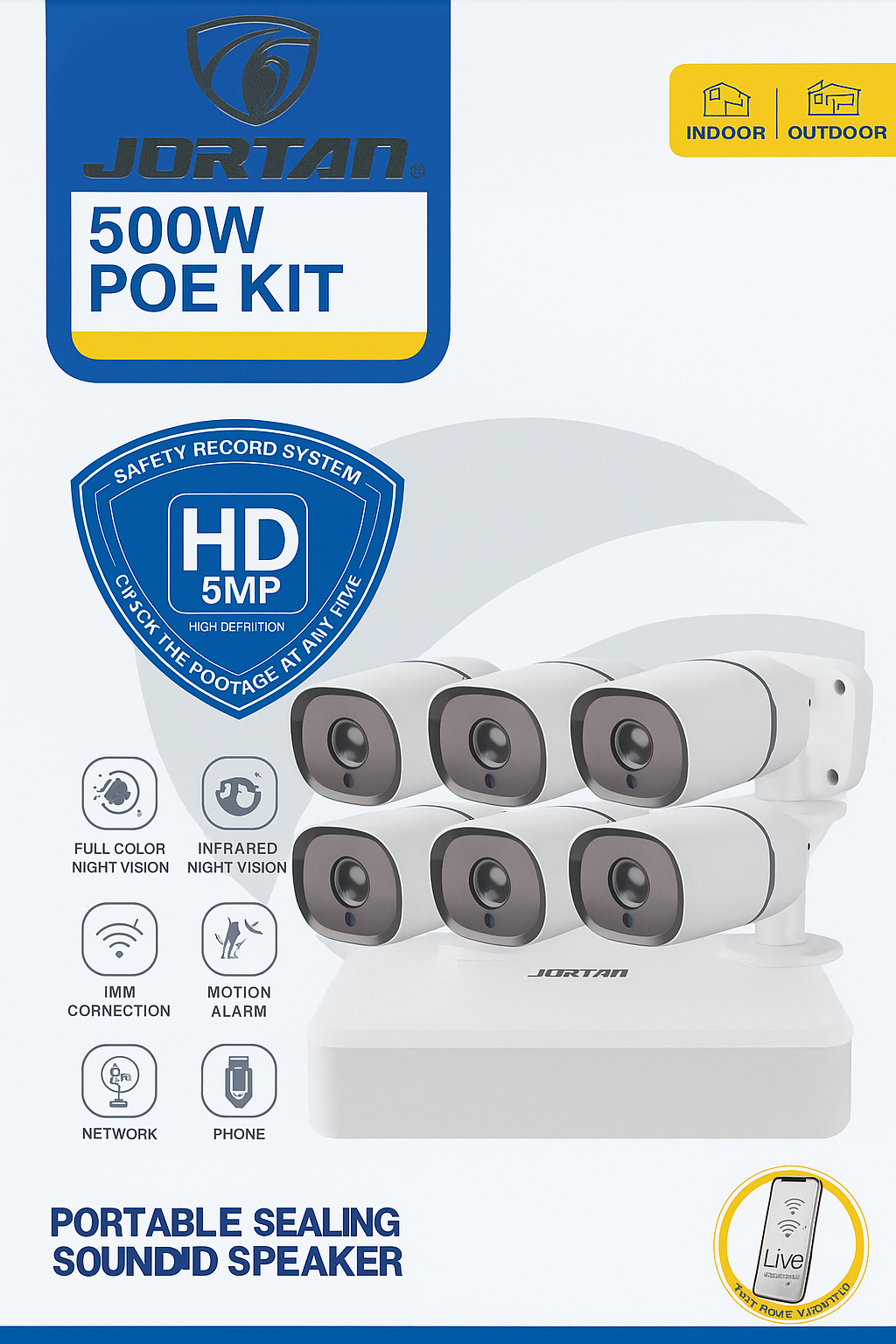 Sistema de 8 Cámaras de Seguridad ORTAN 500W POE KIT