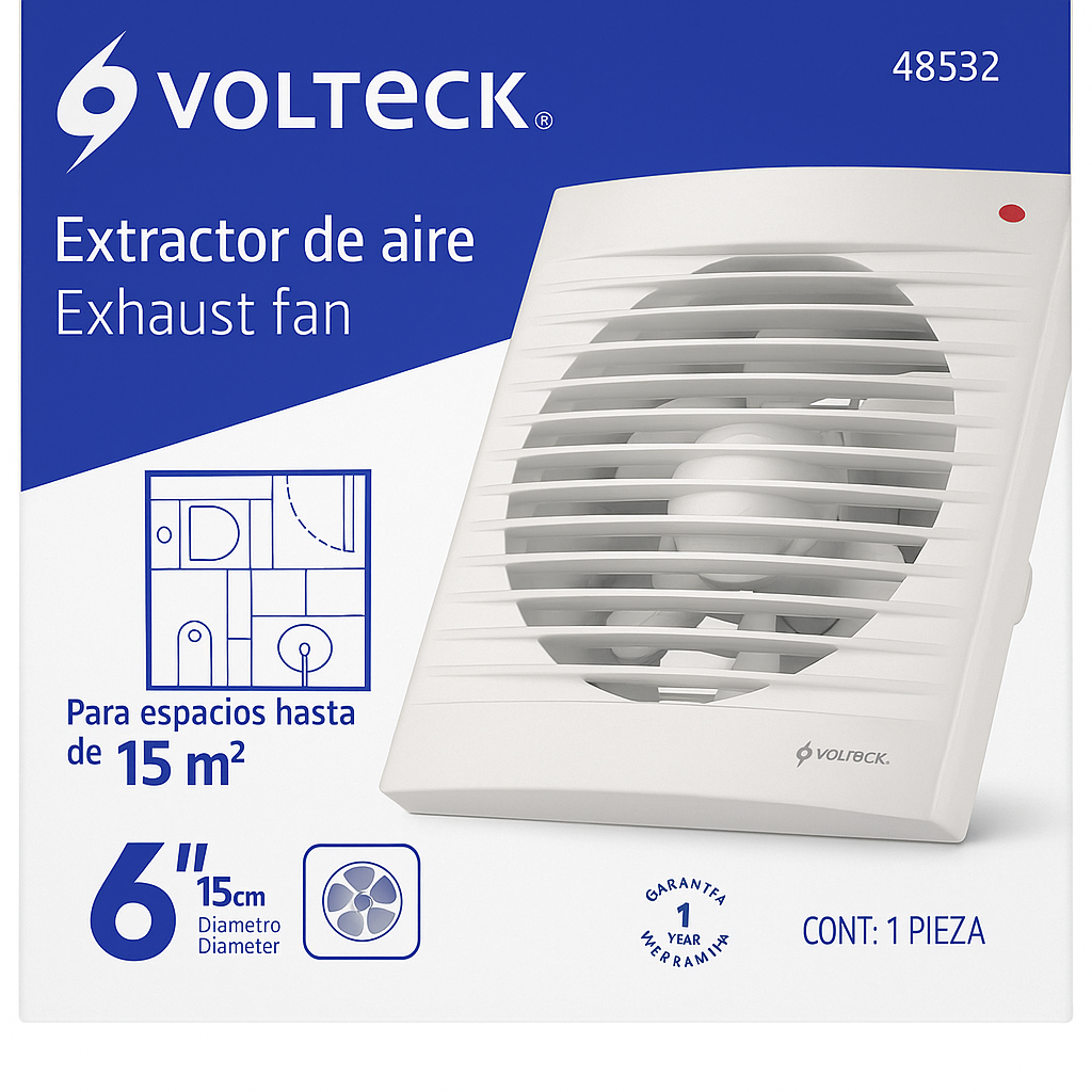 Extractor de Aire Volteck 6” (15 cm) – Modelo 48532